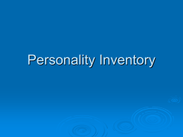 Personality Inventory - University of California, Irvine