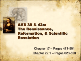 AKS 38 & 42a: The Renaissance, Reformation, & Scientific
