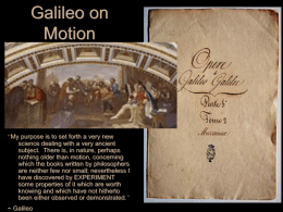 Galileo on Motion - University of Notre Dame