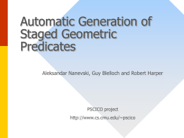 Automatic Generation of Staged Geometric Predicates