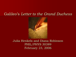 Robinson and Henkels on Galileo's Letter to the Grand …
