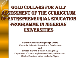 Gold Collars for All? Assessment of the Curriculum of