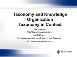 Taxonomy and Knowledge Organization