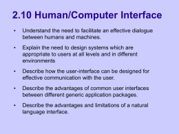 2.1 Human/Computer Interface