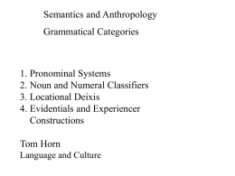 Semantics and Anthropology Grammatical Categories 1