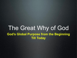 The Great Why of God - Stand Firm For Truth