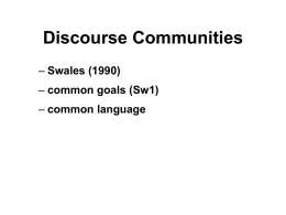 Discourse Communities