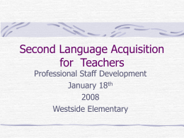Second Language Acquisition for Teachers