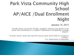 Park Vista Community High School AP Parents Night