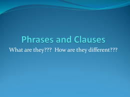 Phrases and Clauses - Shelby County Schools
