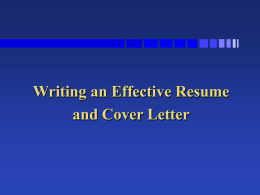Resume Writing Workshop - University of Michigan