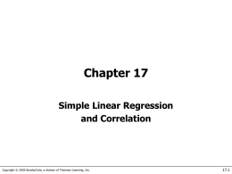 Chapter 17 - Simple Linear Regression and Correlation