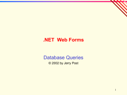 Database Queries - Professor Jerry Post