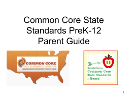 UNDERSTANDING THE COMMON CORE (Or… “What Now, …