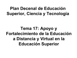 Plan Decenal de Educación Superior, Ciencia y Tecnología Tema 17