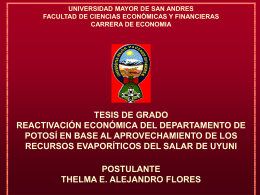 Reactivación Económica del Departamento de Potosí en Base al
