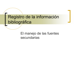 Registro de la información bibliográfica