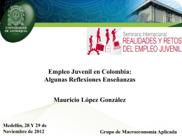 Empleo Juvenil en Colombia: Algunas Reflexiones Enseñanzas