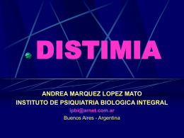 Distimia - Instituto de Psiquiatría Biológica Integral