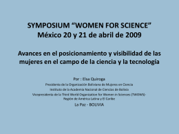 SYMPOSIUM “WOMEN FOR SCIENCE” México 20 y 21