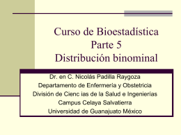 Biostatistics course Part 5. Binomial distribution in Spanish