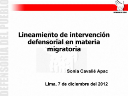 Lineamiento de intervención defensorial en materia migratoria