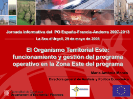 Presentación de Maria Antonia Monés, Organismo Territorial Este