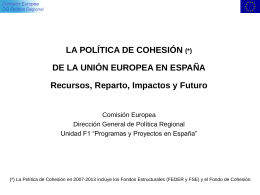Política de Cohesión en España. - Dirección General de Fondos