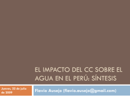 El impacto del CC sobre el agua en el Perú: Síntesis
