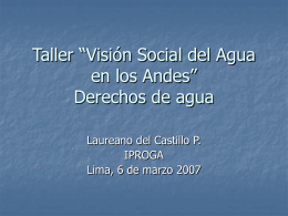 Taller “Visión Social del Agua en los Andes” Derechos