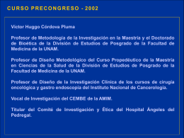 Curso precongreso metodología - Dr. Víctor Huggo Córdova Pluma