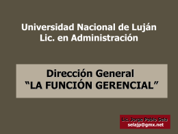 LA FUNCIÓN GERENCIAL - Universidad Nacional de Luján