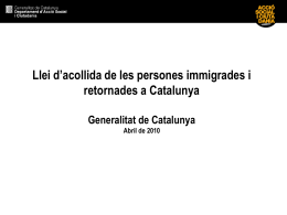 Llei d`acollida de les persones immigrades i retornades a Catalunya