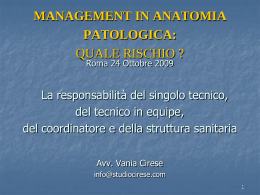 management in anatomia patologica: quale rischio