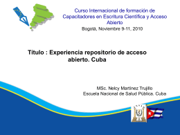 Experiencia repositorio de acceso abierto. Cuba