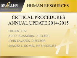 2014-2015 HR Critical Procedures Training PowerPoint