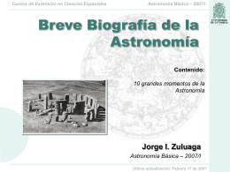 Astronomía Básica – 2007/I Cursos de Extensión en Ciencias
