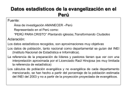 los datos estadísticos de la evangelización del Perú