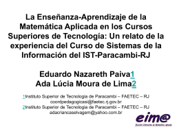 Eduardo Nazareth Paiva. La enseñanza de la matemática aplicada