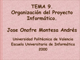 9. Organización del proyecto informático.