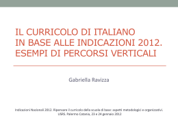 Il curricolo di italiano in base alle Indicazioni 2012