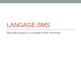 Langage SMS - Association des enseignants de francais