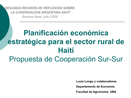 Planificación estratégica económica para el sector rural (pobre) de
