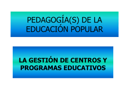PEDAGOGÍA(S) DE LA EDUCACIÓN POPULAR