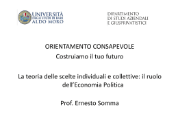 Prof. Ernesto Somma Seminario in “La teoria delle scelte individuali e