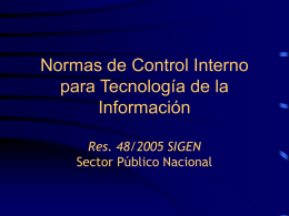 Normas de Control Interno para Tecnología de la Información. Res
