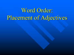 Word order_Placement of Adjectives