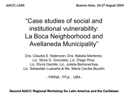 “Case studies of social and institutional vulnerability: La Boca