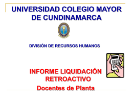 liquidación retroactivo - Universidad Colegio Mayor de Cundinamarca