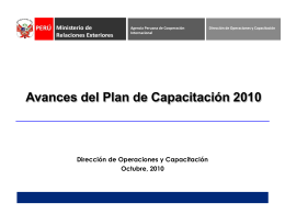 Avances del Plan de Capacitación 2010